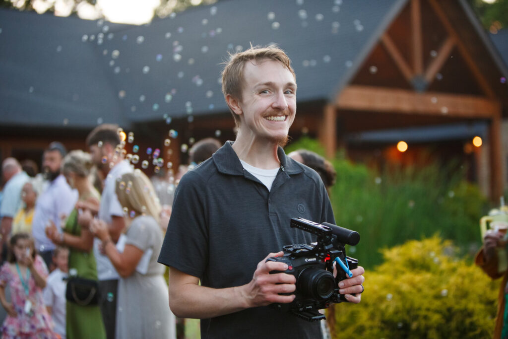 Cheesing it up at Meagan and Noah's wedding